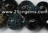 CAG5878 15 inches 18mm faceted round fire crackle agate beads