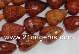 CAG588 15.5 inches 13*18mm faceted teardrop natural fire agate beads