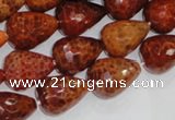 CAG588 15.5 inches 13*18mm faceted teardrop natural fire agate beads