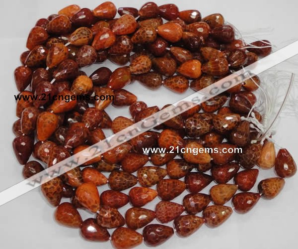 CAG588 15.5 inches 13*18mm faceted teardrop natural fire agate beads