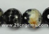 CAG5880 15 inches 20mm faceted round fire crackle agate beads