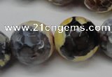 CAG5882 15 inches 20mm faceted round fire crackle agate beads