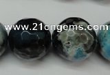 CAG5887 15 inches 20mm faceted round fire crackle agate beads