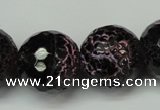 CAG5889 15 inches 20mm faceted round fire crackle agate beads