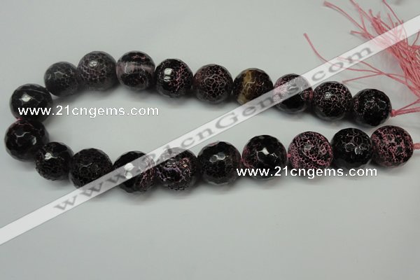 CAG5889 15 inches 20mm faceted round fire crackle agate beads