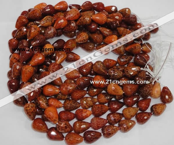 CAG589 15.5 inches 15*20mm faceted teardrop natural fire agate beads