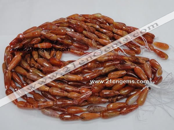 CAG590 15.5 inches 8*16mm faceted teardrop natural fire agate beads