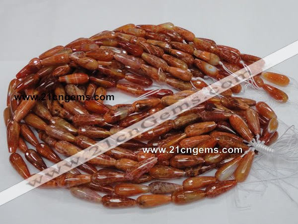 CAG591 15.5 inches 10*25mm faceted teardrop natural fire agate beads