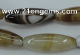 CAG5914 15 inches 10*30mm rice Madagascar agate gemstone beads