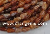 CAG592 15.5 inches 6*10mm teardrop natural fire agate beads