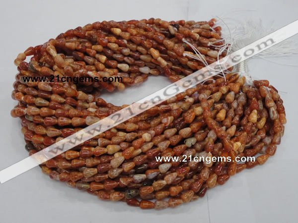 CAG592 15.5 inches 6*10mm teardrop natural fire agate beads