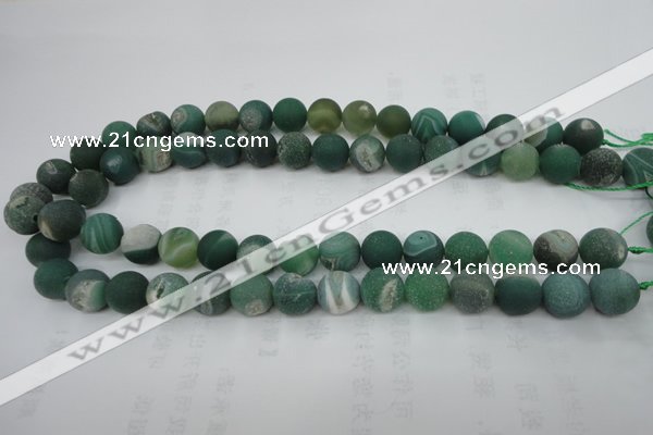 CAG5929 15 inches 14mm round matte druzy agate beads wholesale