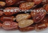 CAG593 15.5 inches 8*16mm teardrop natural fire agate beads