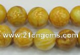 CAG5941 15.5 inches 12mm round yellow crazy lace agate beads