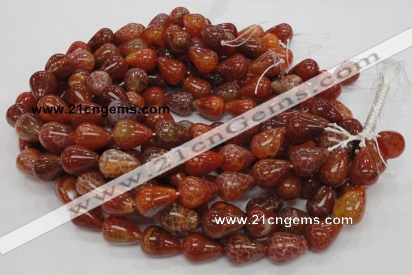 CAG595 15.5 inches 15*20mm teardrop natural fire agate beads