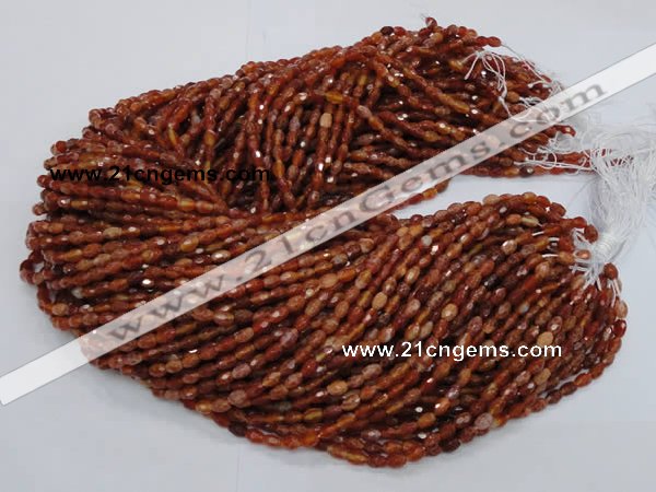 CAG597 15.5 inches 4*6mm faceted rice natural fire agate beads