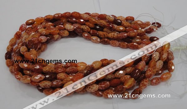 CAG598 15.5 inches 8*12mm faceted rice natural fire agate beads