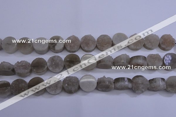 CAG5985 15.5 inches 16mm coin grey agate gemstone beads