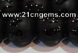 CAG6006 15.5 inches 16mm carved round matte black agate beads