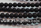 CAG6010 15.5 inches 4mm round matte black agate beads