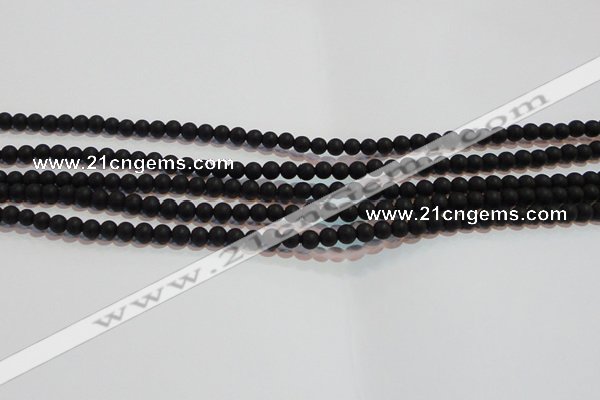 CAG6010 15.5 inches 4mm round matte black agate beads