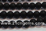 CAG6011 15.5 inches 6mm round matte black agate beads