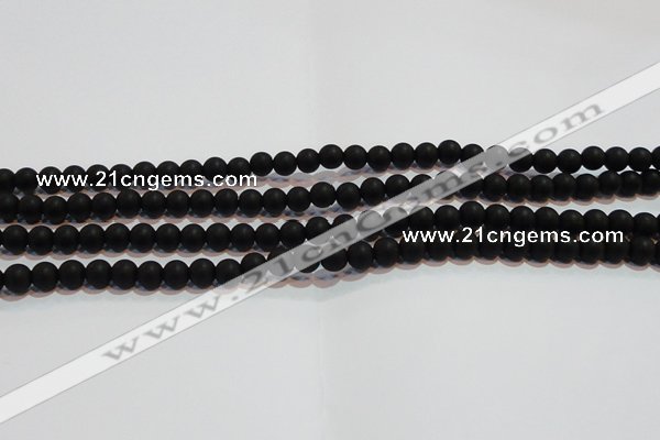 CAG6011 15.5 inches 6mm round matte black agate beads