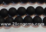 CAG6012 15.5 inches 8mm round matte black agate beads