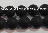 CAG6013 15.5 inches 10mm round matte black agate beads