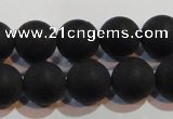 CAG6013 15.5 inches 10mm round matte black agate beads