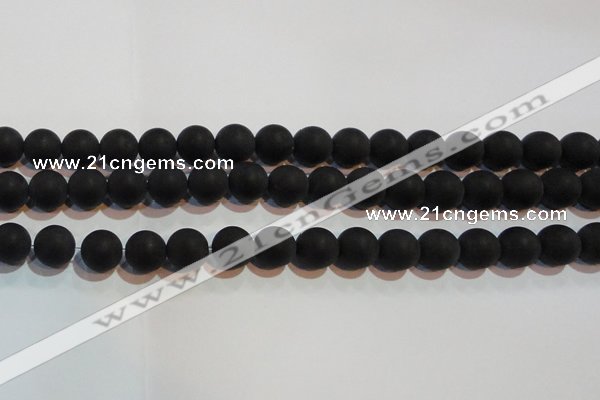 CAG6013 15.5 inches 10mm round matte black agate beads