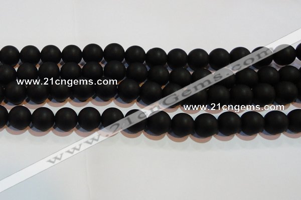 CAG6014 15.5 inches 12mm round matte black agate beads