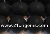 CAG6015 15.5 inches 14mm round matte black agate beads