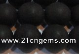 CAG6015 15.5 inches 14mm round matte black agate beads