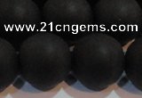 CAG6016 15.5 inches 16mm round matte black agate beads