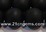 CAG6017 15.5 inches 18mm round matte black agate beads