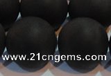 CAG6018 15.5 inches 20mm round matte black agate beads