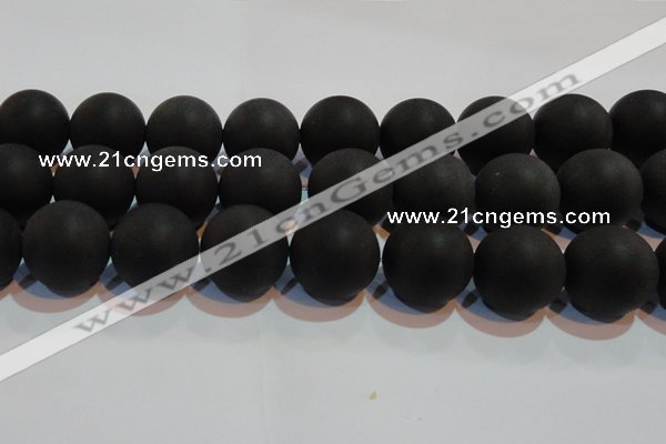 CAG6018 15.5 inches 20mm round matte black agate beads