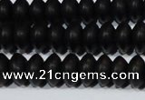 CAG6021 15.5 inches 4*8mm rondelle matte black agate beads