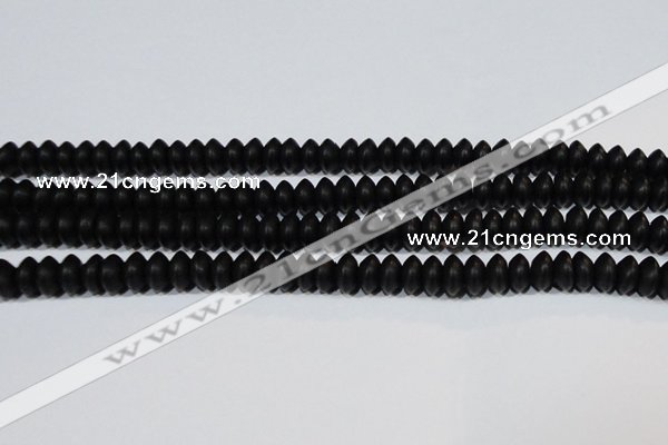 CAG6021 15.5 inches 4*8mm rondelle matte black agate beads