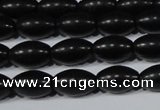 CAG6024 15.5 inches 6*9mm rice matte black agate beads