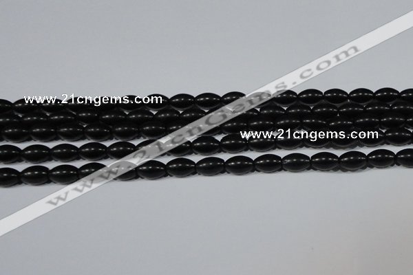 CAG6024 15.5 inches 6*9mm rice matte black agate beads