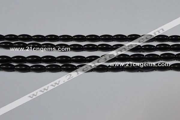 CAG6025 15.5 inches 6*12mm rice matte black agate beads