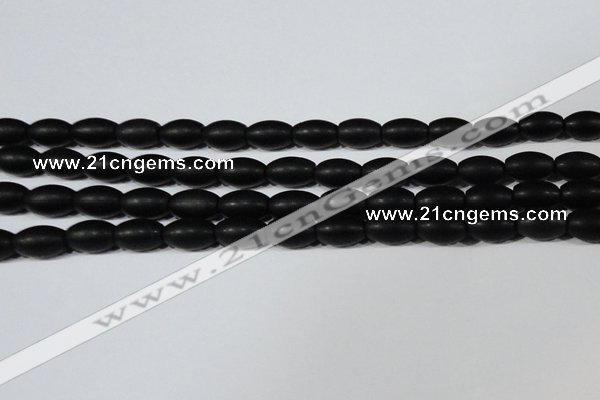 CAG6026 15.5 inches 8*12mm rice matte black agate beads