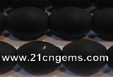 CAG6027 15.5 inches 12*16mm rice matte black agate beads