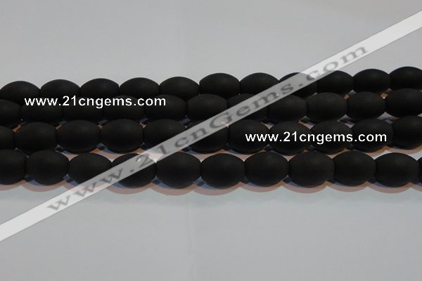 CAG6027 15.5 inches 12*16mm rice matte black agate beads