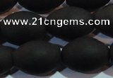 CAG6028 15.5 inches 13*18mm rice matte black agate beads