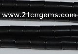 CAG6031 15.5 inches 6*8mm tube matte black agate beads