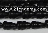 CAG6042 15.5 inches 5*8mm carved calabash matte black agate beads