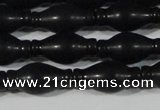 CAG6044 15.5 inches 8*16mm carved vase-shaped matte black agate beads